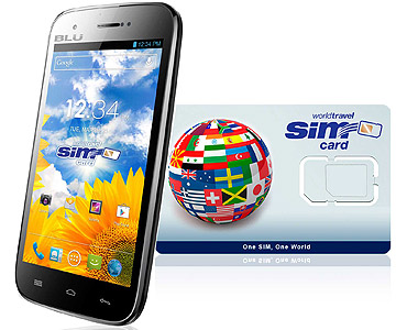 BLU C5 2G/3G/4G and WorldTravelSIM card with Voice, Text, Data + WiFi + Email + GPS + Web and more