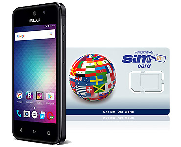 BLU Advanced L5 2G/3G & WorldTravelSIM card with Voice, Text, Data + WiFi + Email + GPS + Web and more